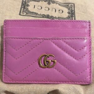 Gucci Fuchsia Card Holder with Gold Logo